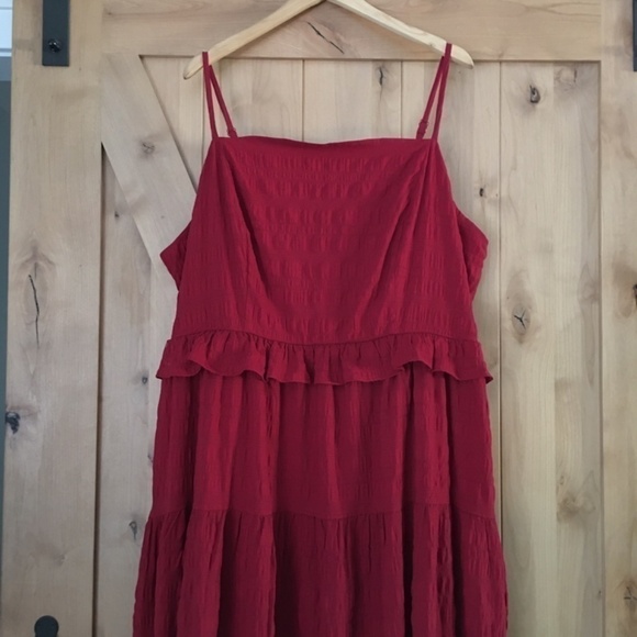 CITY CHIC Ruffle Tiered Maxi Dress Sleeveless Red Size 24 - Picture 2 of 8